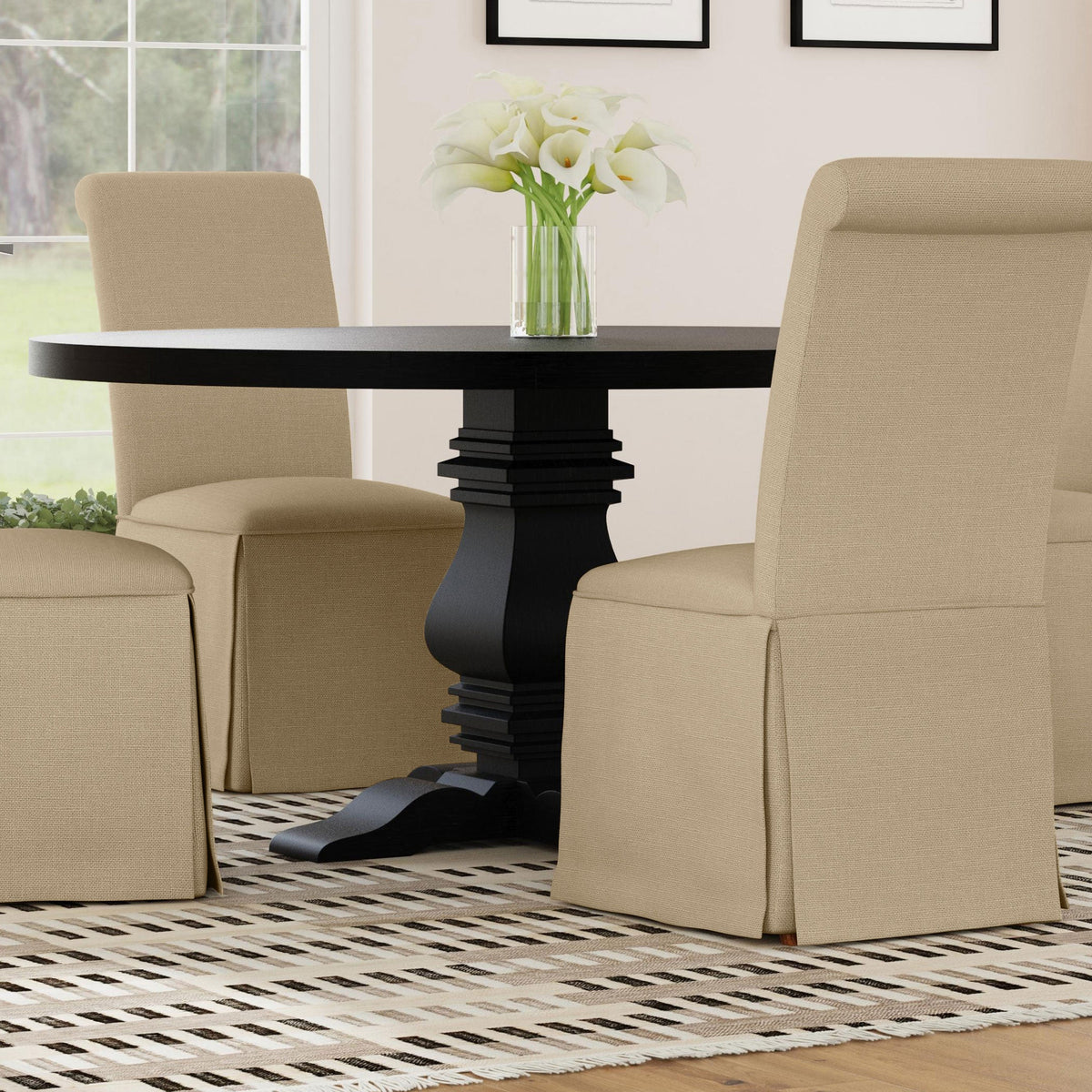 Florence Distressed Black Round Dining Room Table