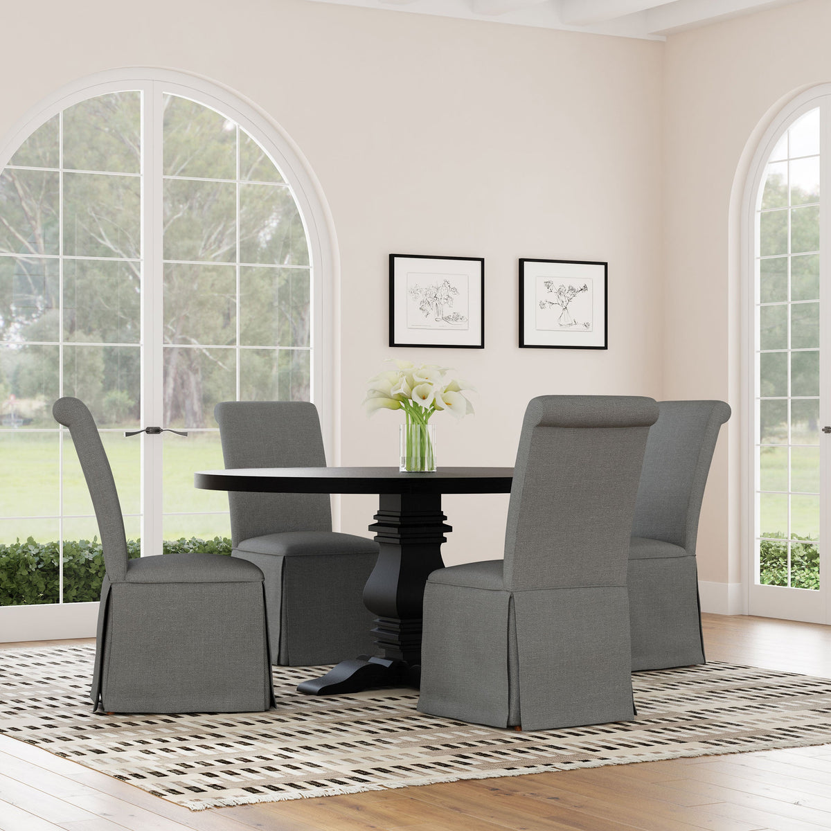 Florence Distressed Black Round Dining Room Table