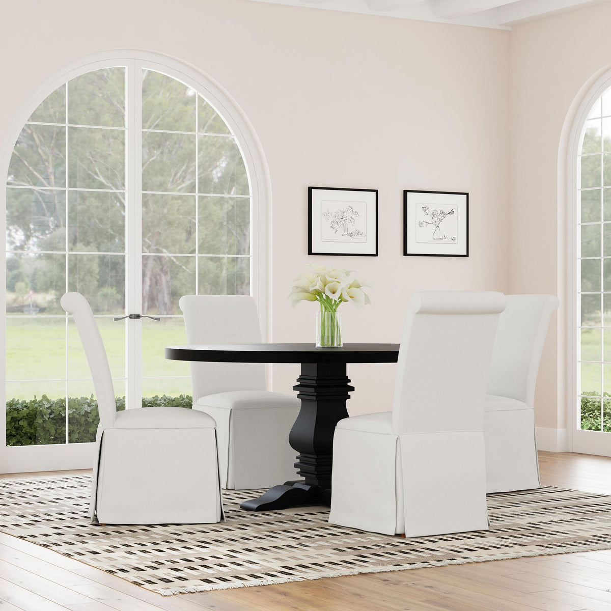 Florence Distressed Black Round Dining Room Table