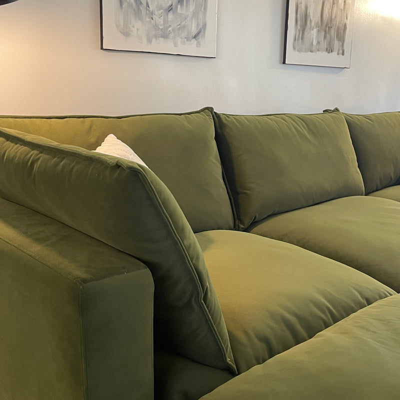 Olive Green Velvet Cloud Sova Sectional