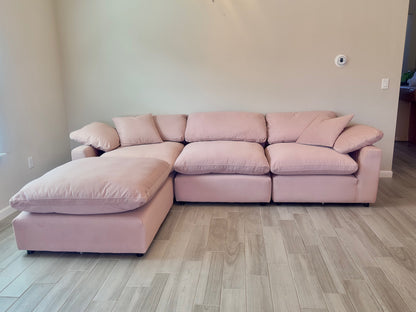 Velvet "Sky" 4 Piece Cloud Couch Sectional