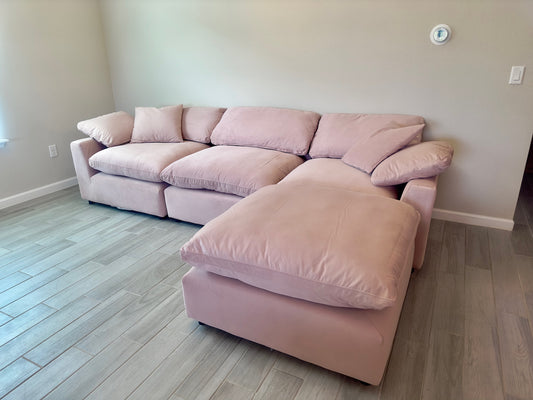 Velvet "Sky" 4 Piece Cloud Couch Sectional