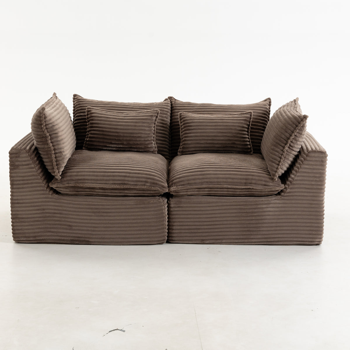 The Cloudrest 75" Chocolate Corduroy Modular Loveseat