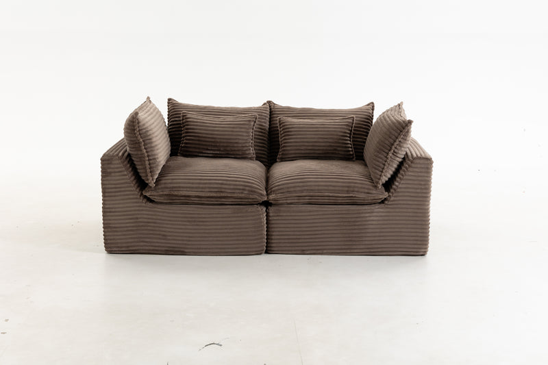 The Cloudrest 75" Chocolate Corduroy Modular Loveseat
