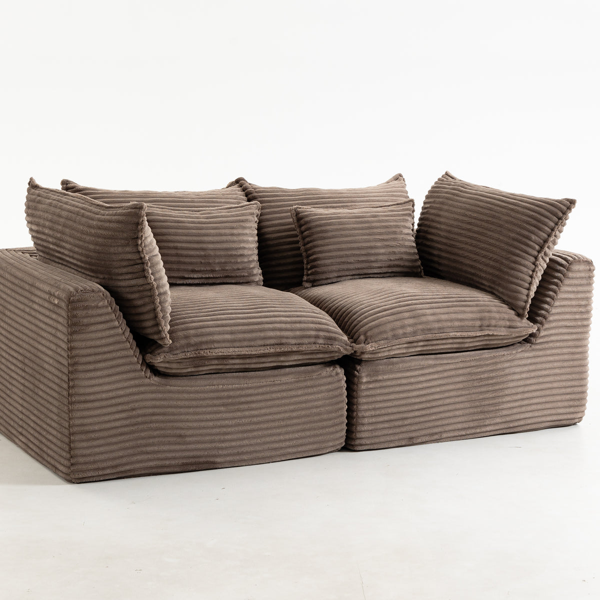 The Cloudrest 75" Chocolate Corduroy Modular Loveseat