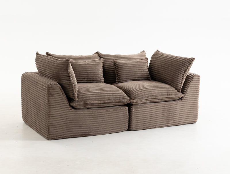 The Cloudrest 75" Chocolate Corduroy Modular Loveseat