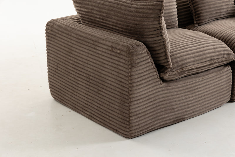The Cloudrest 75" Chocolate Corduroy Modular Loveseat