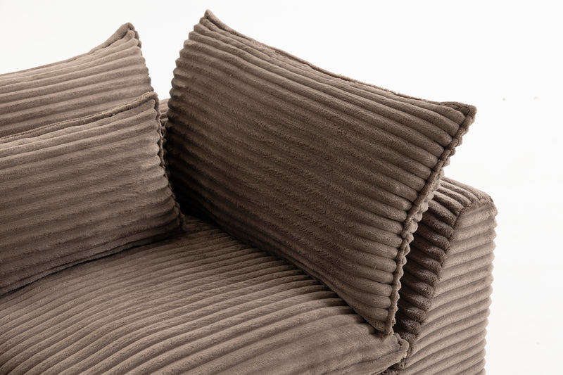 The Cloudrest 75" Chocolate Corduroy Modular Loveseat