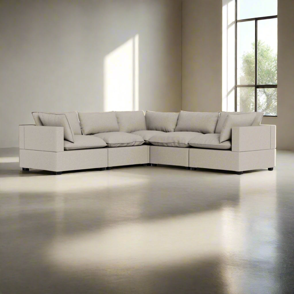 Oatmeal Performance Chenille Corner Sectional