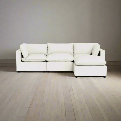 Cloud White Performance Linen Sofa 122" + Ottoman