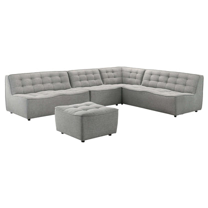 Ashcroft Furniture Selen Light Grey Linen Corner Sectional Sofa