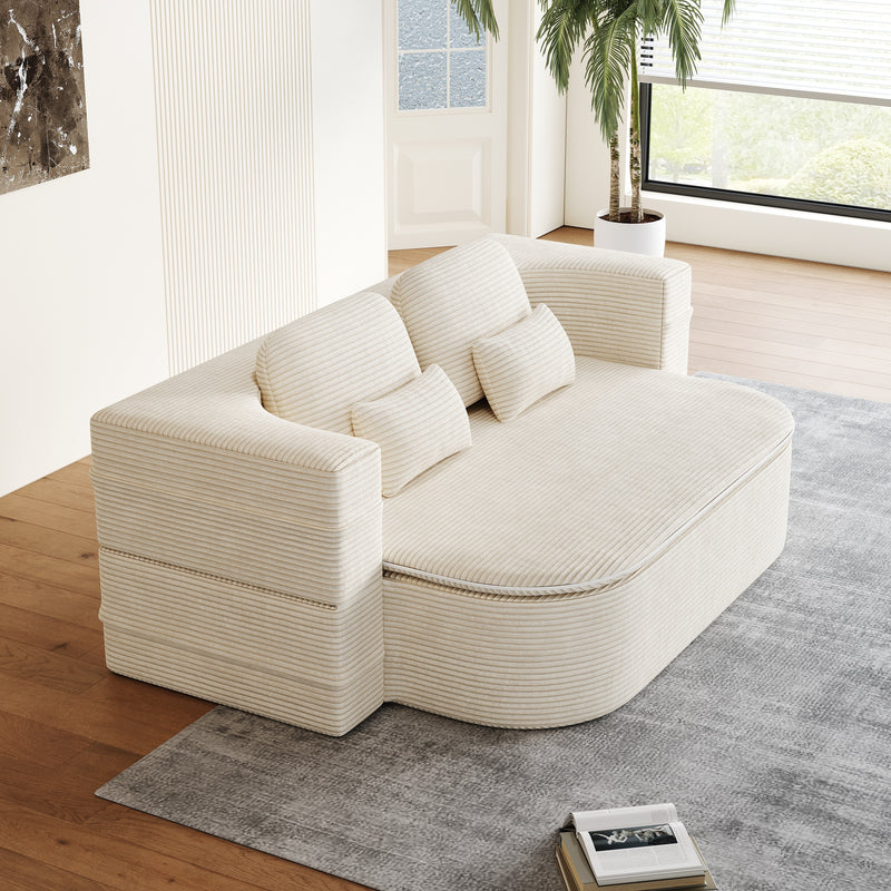 CloudRest Folding Sleeper Sofa – 2-in-1 Corduroy Floor Sofa Bed, 75" Convertible Lounger with Blanket, No Assembly – Beige, Grey Black & Olive Green