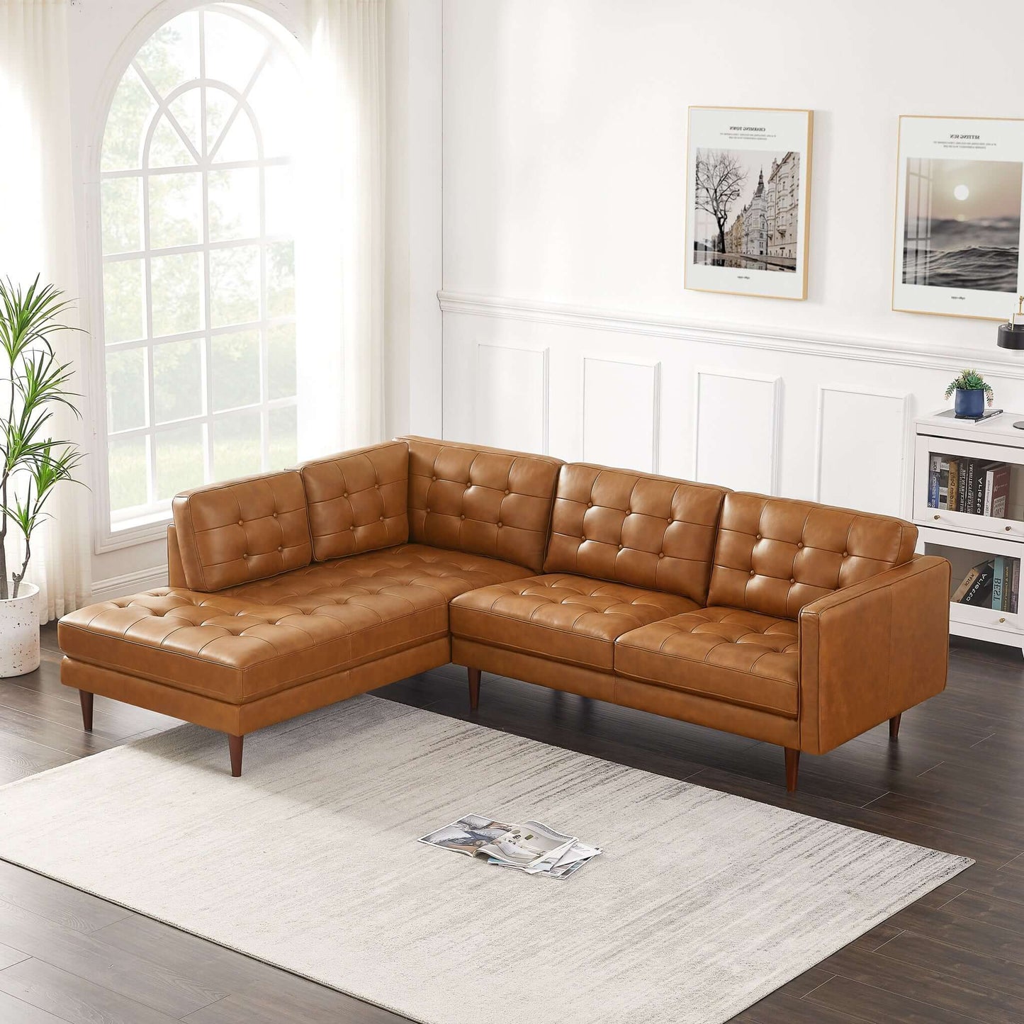 Ashcroft Furniture Lucco Genuine Leather Sectional