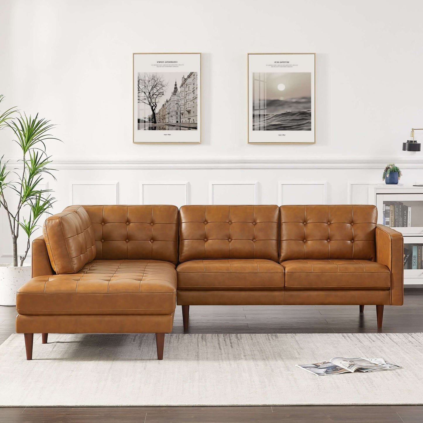 Ashcroft Furniture Lucco Genuine Leather Sectional