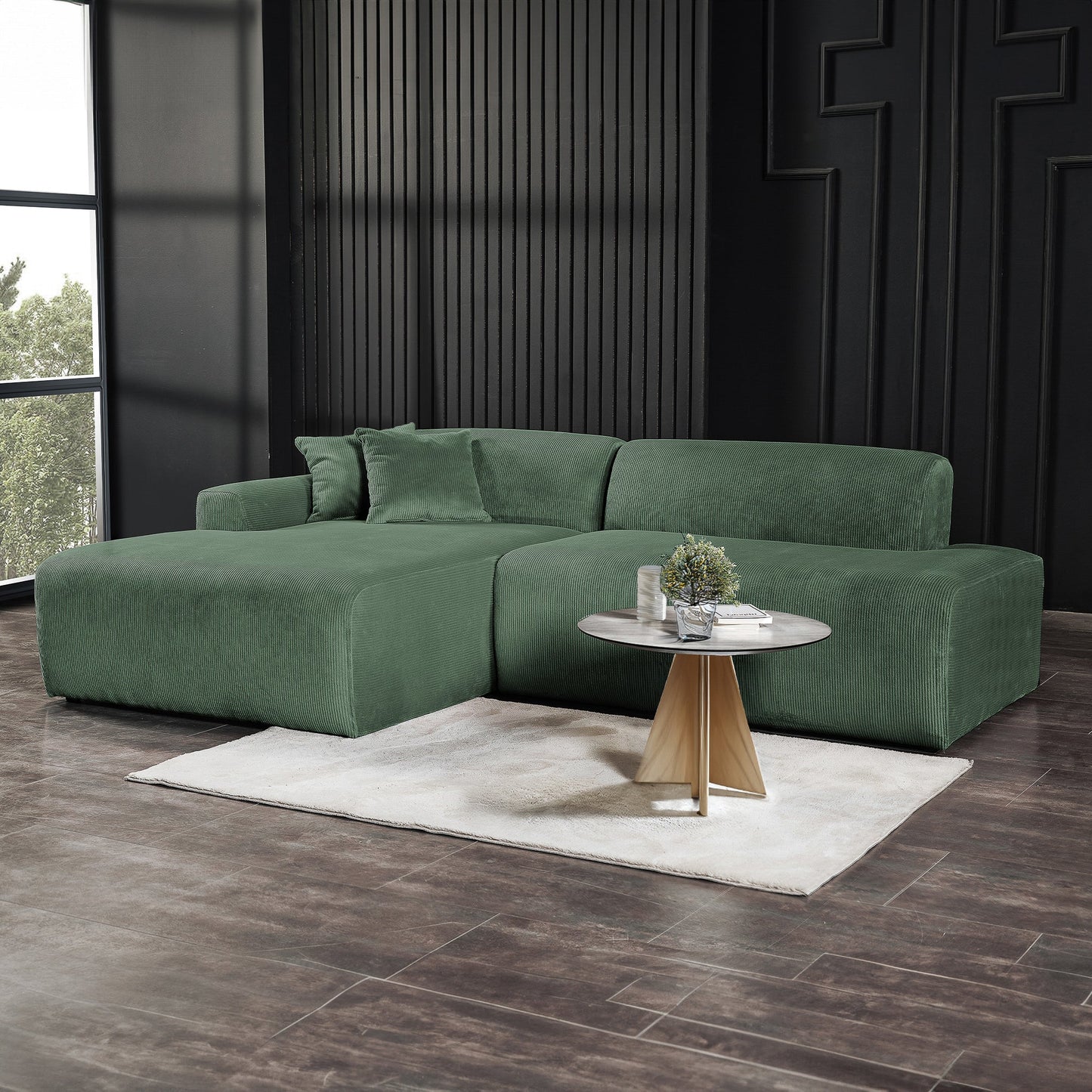 Ashcroft Furniture Mar Sectional Green Velvet Sectional