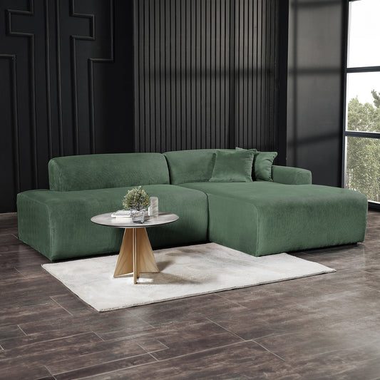 Ashcroft Furniture Mar Sectional Green Velvet Sectional