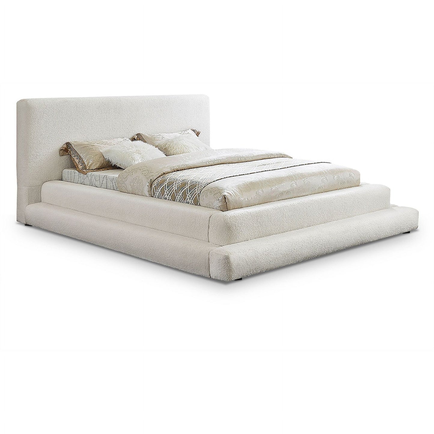 Meridian Furniture Dane Cream Teddy Fabric Bed