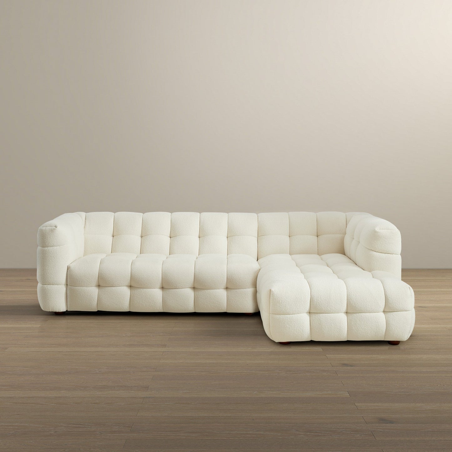 Ashcroft Furniture Morrison Right Sectional Sofa (Cream Boucle)