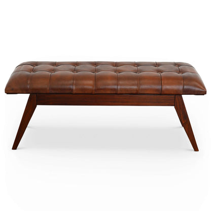 Ashcroft Furniture Maja Mid Century Modern Tan Leather Bench