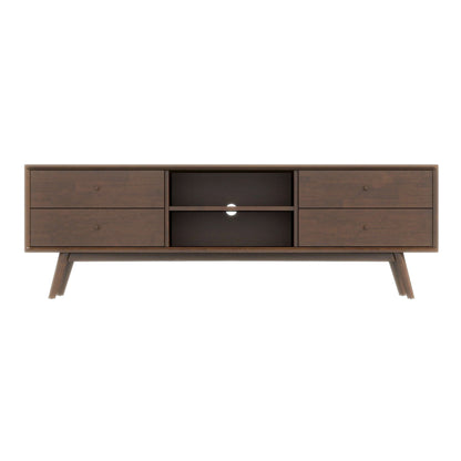 Ashcroft Furniture Caroline Mid Century Modern Style Walnut TV Stand Up To 72"