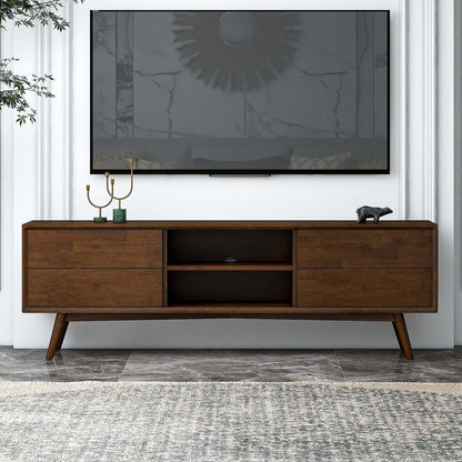 Ashcroft Furniture Caroline Mid Century Modern Style Walnut TV Stand Up To 72"