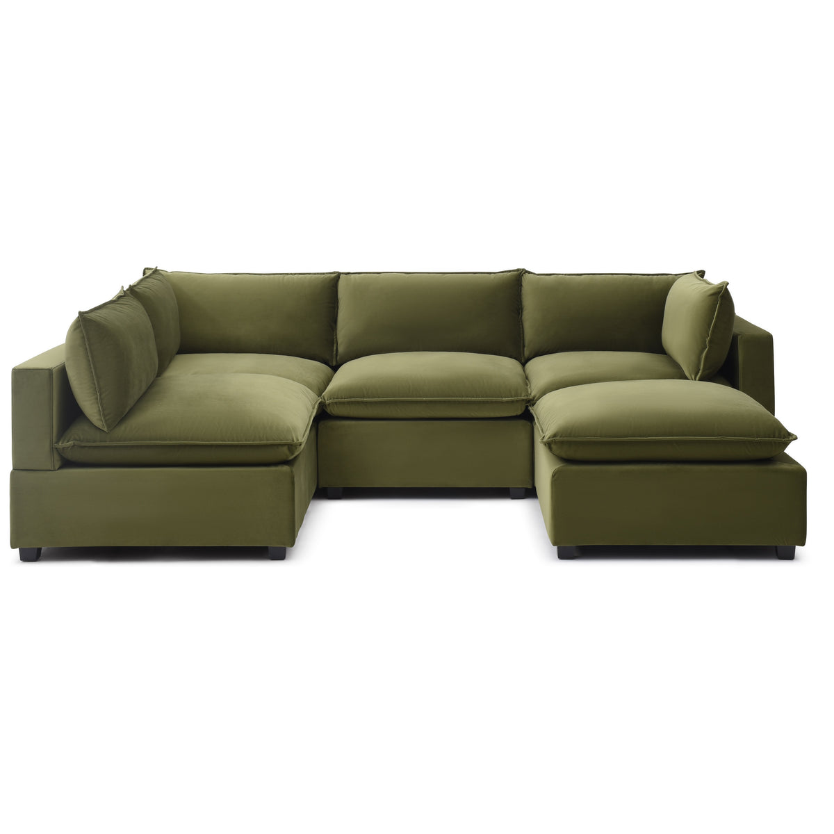 Olive Green Velvet Cloud Sectional