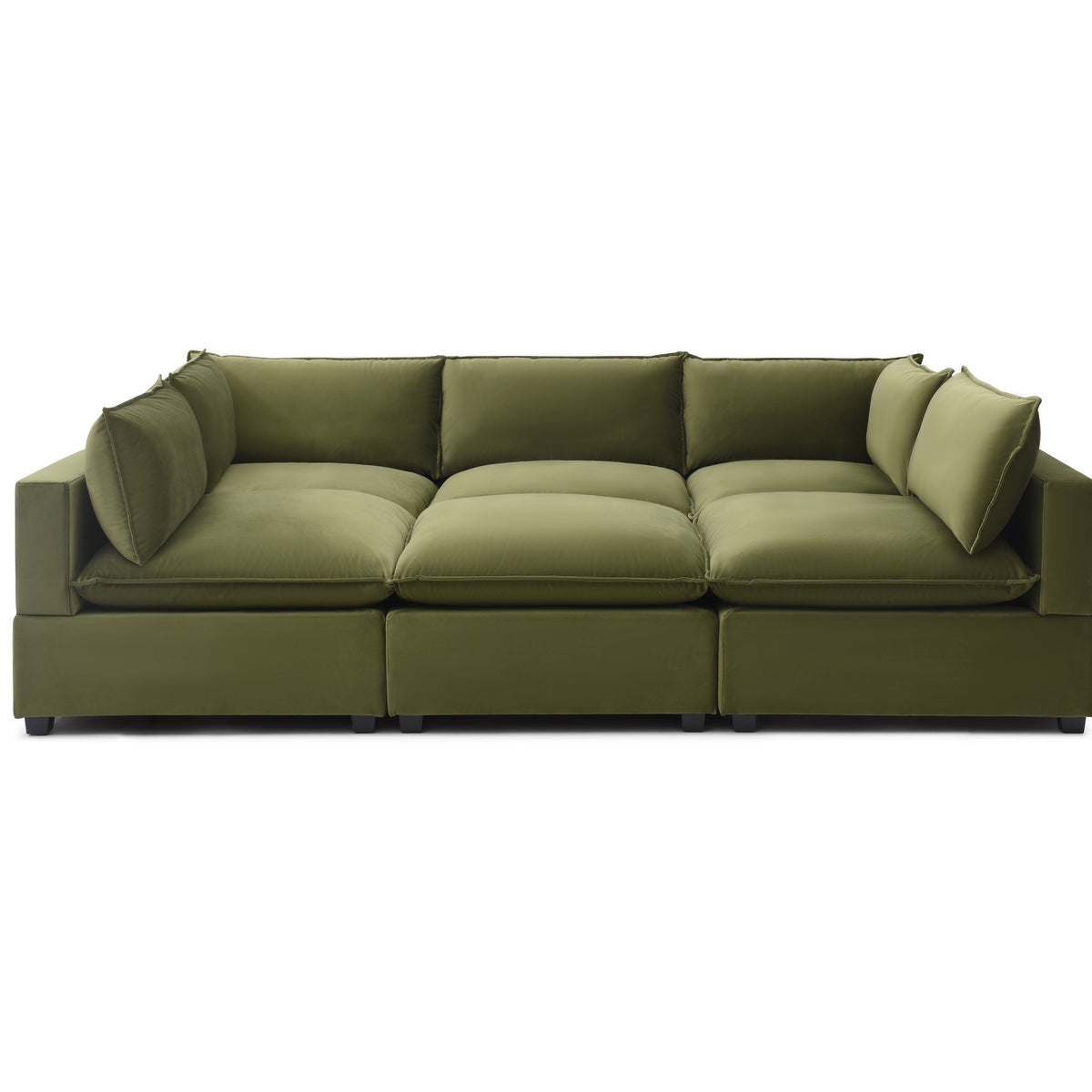 Olive Green Velvet Cloud Sectional