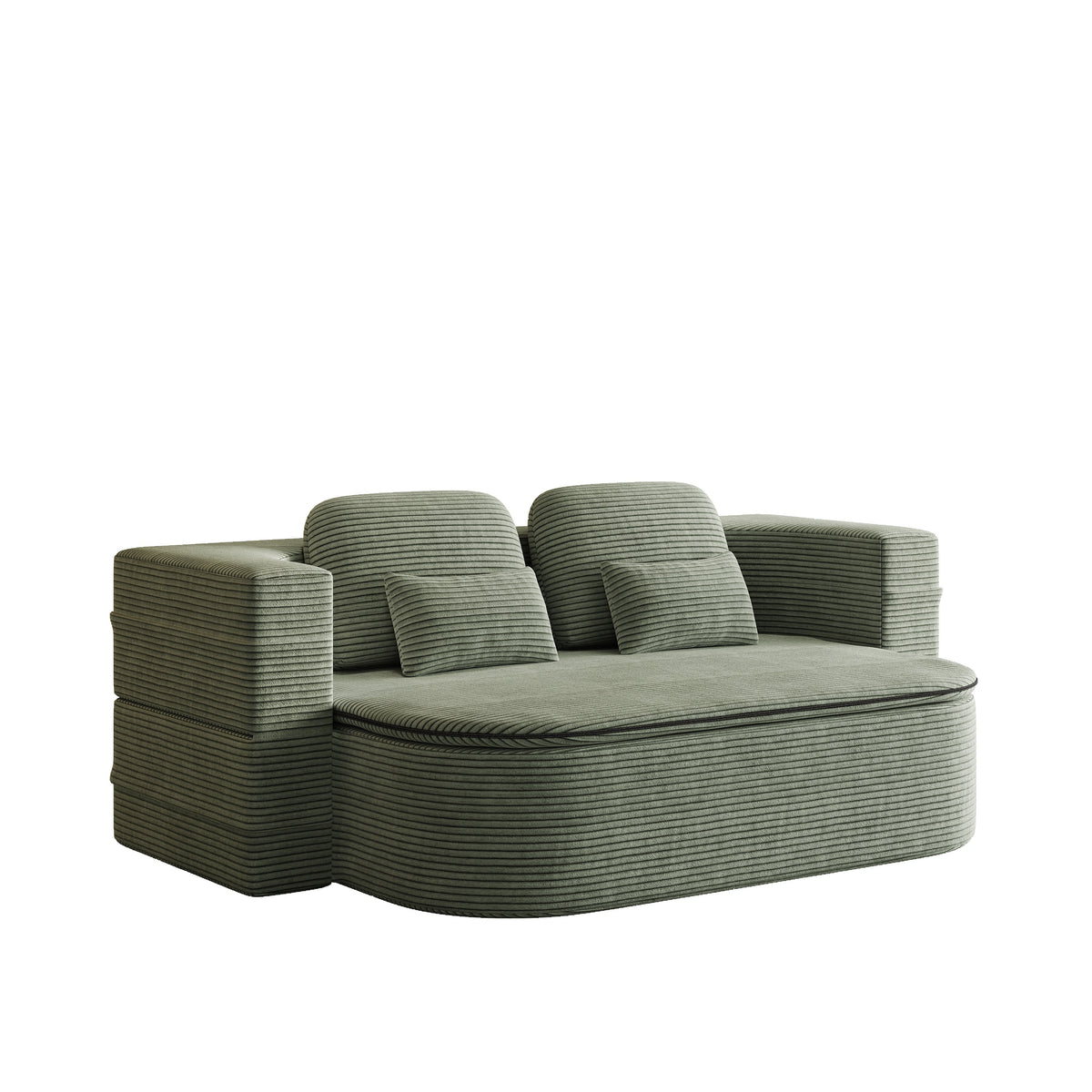 CloudRest Folding Sleeper Sofa – 2-in-1 Corduroy Floor Sofa Bed, 75" Convertible Lounger with Blanket, No Assembly – Beige, Grey Black & Olive Green