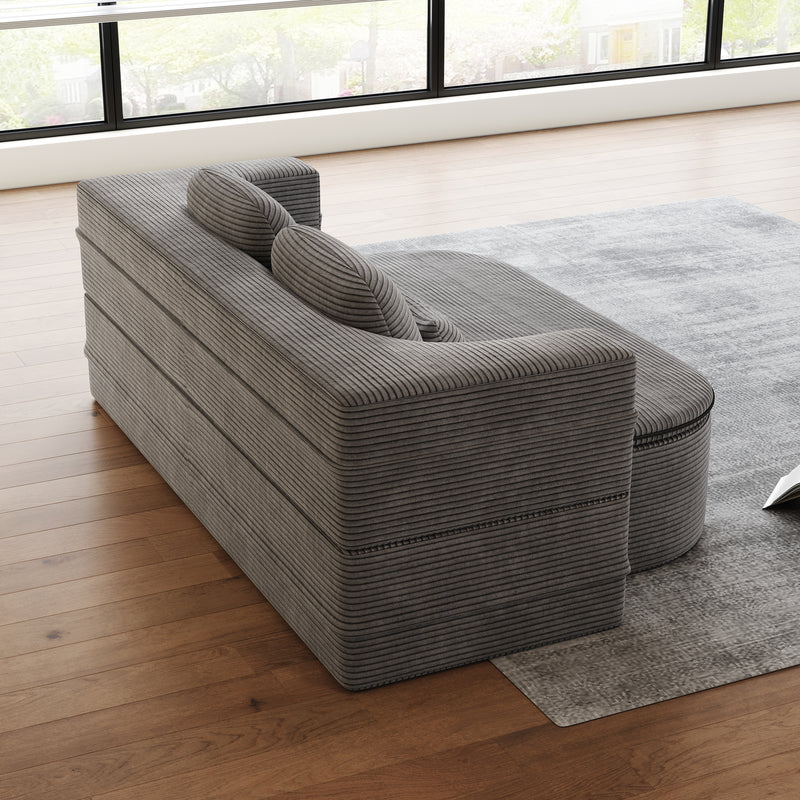 CloudRest Folding Sleeper Sofa – 2-in-1 Corduroy Floor Sofa Bed, 75" Convertible Lounger with Blanket, No Assembly – Beige, Grey Black & Olive Green