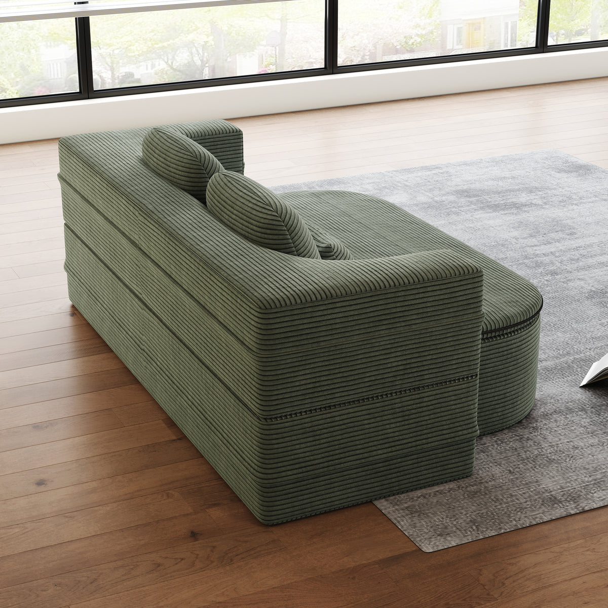 CloudRest Folding Sleeper Sofa – 2-in-1 Corduroy Floor Sofa Bed, 75" Convertible Lounger with Blanket, No Assembly – Beige, Grey Black & Olive Green