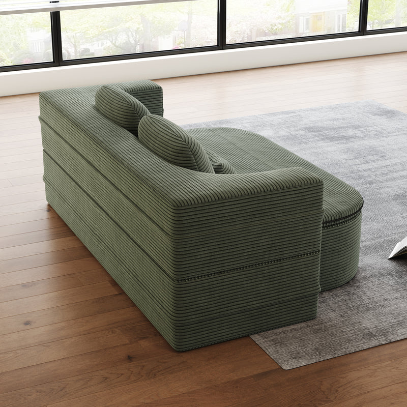 CloudRest Folding Sleeper Sofa – 2-in-1 Corduroy Floor Sofa Bed, 75" Convertible Lounger with Blanket, No Assembly – Beige, Grey Black & Olive Green