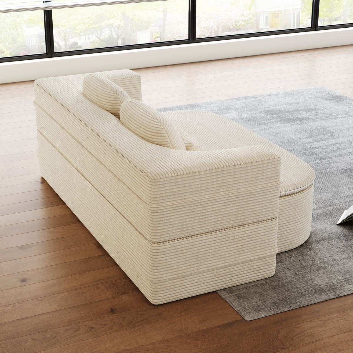 CloudRest Folding Sleeper Sofa – 2-in-1 Corduroy Floor Sofa Bed, 75" Convertible Lounger with Blanket, No Assembly – Beige, Grey Black & Olive Green