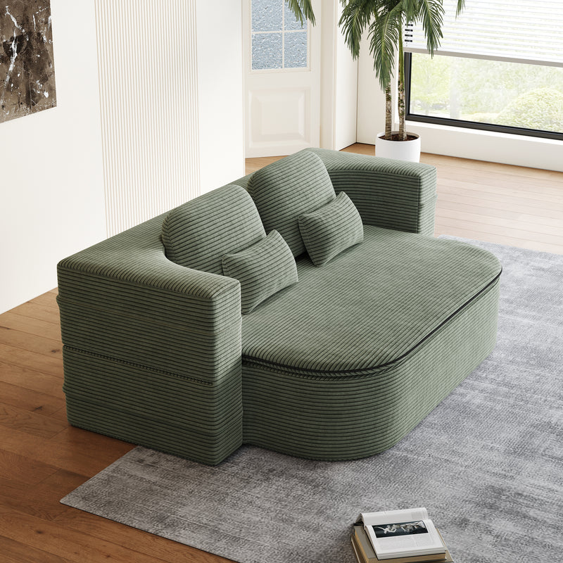 CloudRest Folding Sleeper Sofa – 2-in-1 Corduroy Floor Sofa Bed, 75" Convertible Lounger with Blanket, No Assembly – Beige, Grey Black & Olive Green