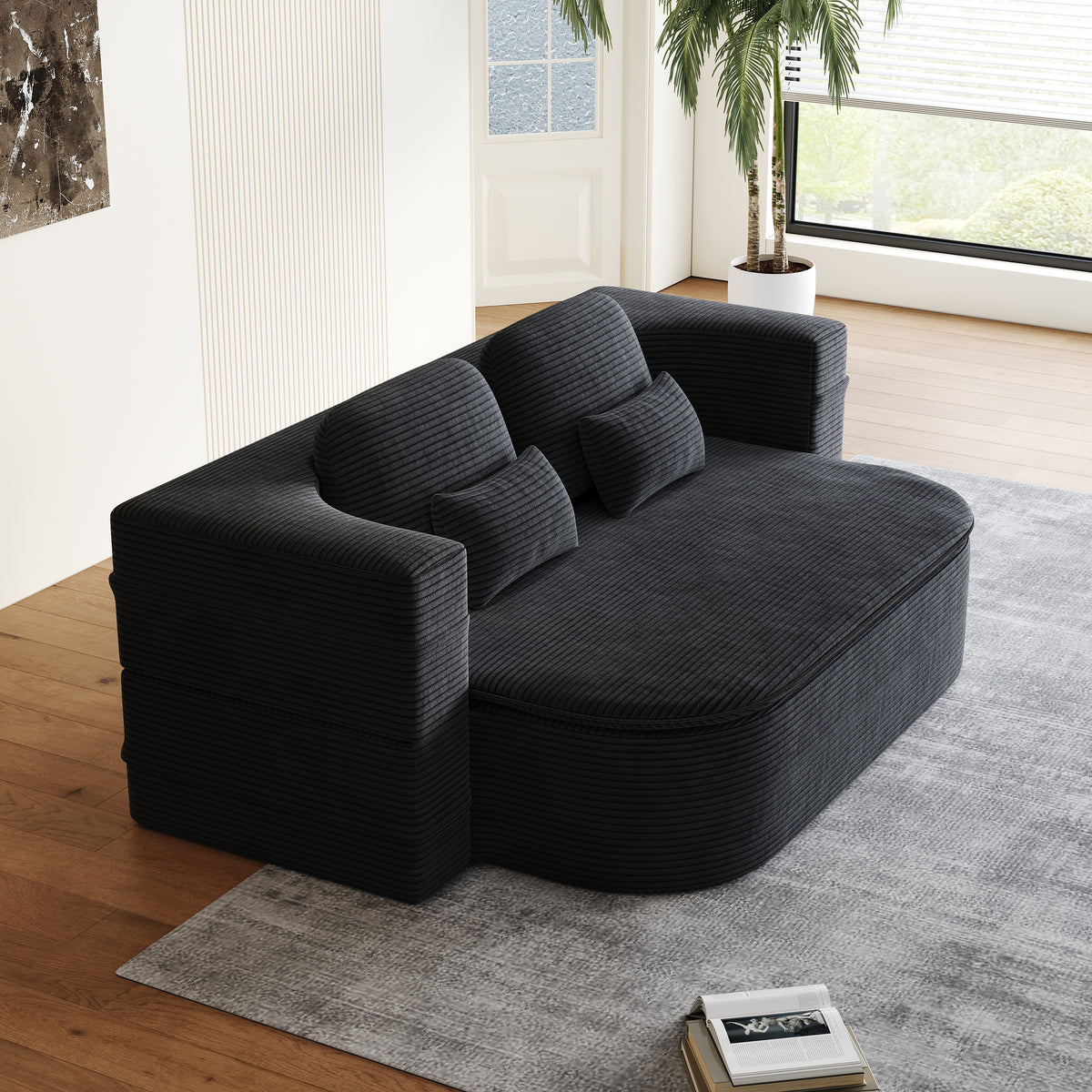 CloudRest Folding Sleeper Sofa – 2-in-1 Corduroy Floor Sofa Bed, 75" Convertible Lounger with Blanket, No Assembly – Beige, Grey Black & Olive Green