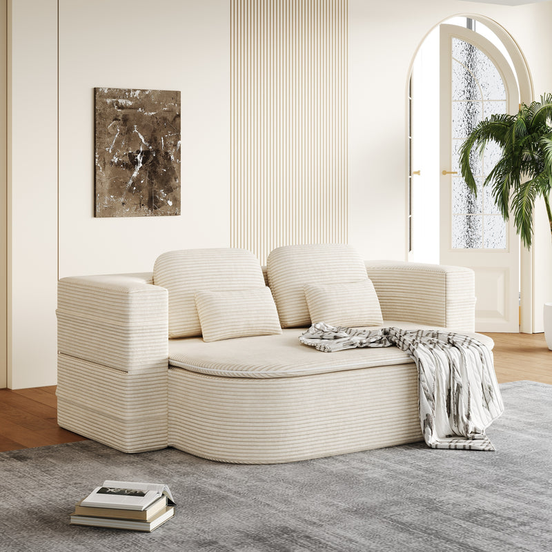 CloudRest Folding Sleeper Sofa – 2-in-1 Corduroy Floor Sofa Bed, 75" Convertible Lounger with Blanket, No Assembly – Beige, Grey Black & Olive Green
