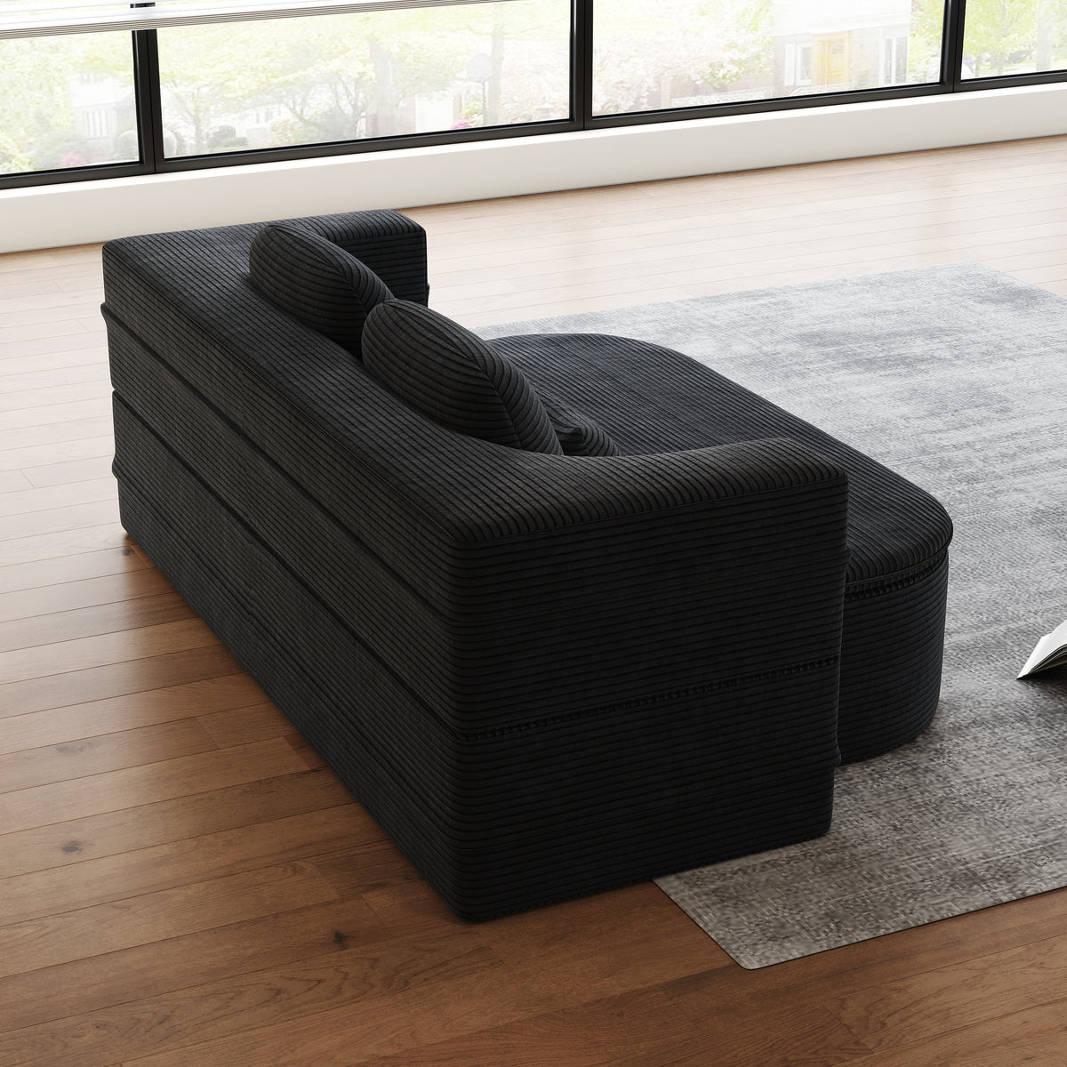 CloudRest Folding Sleeper Sofa – 2-in-1 Corduroy Floor Sofa Bed, 75" Convertible Lounger with Blanket, No Assembly – Beige, Grey Black & Olive Green