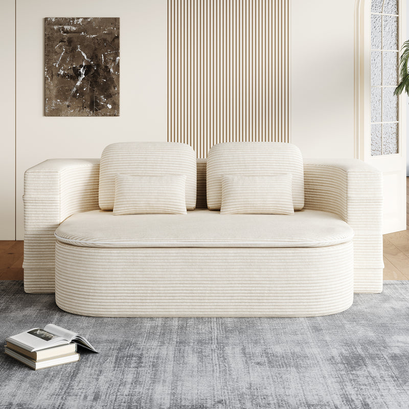 CloudRest Folding Sleeper Sofa – 2-in-1 Corduroy Floor Sofa Bed, 75" Convertible Lounger with Blanket, No Assembly – Beige, Grey Black & Olive Green