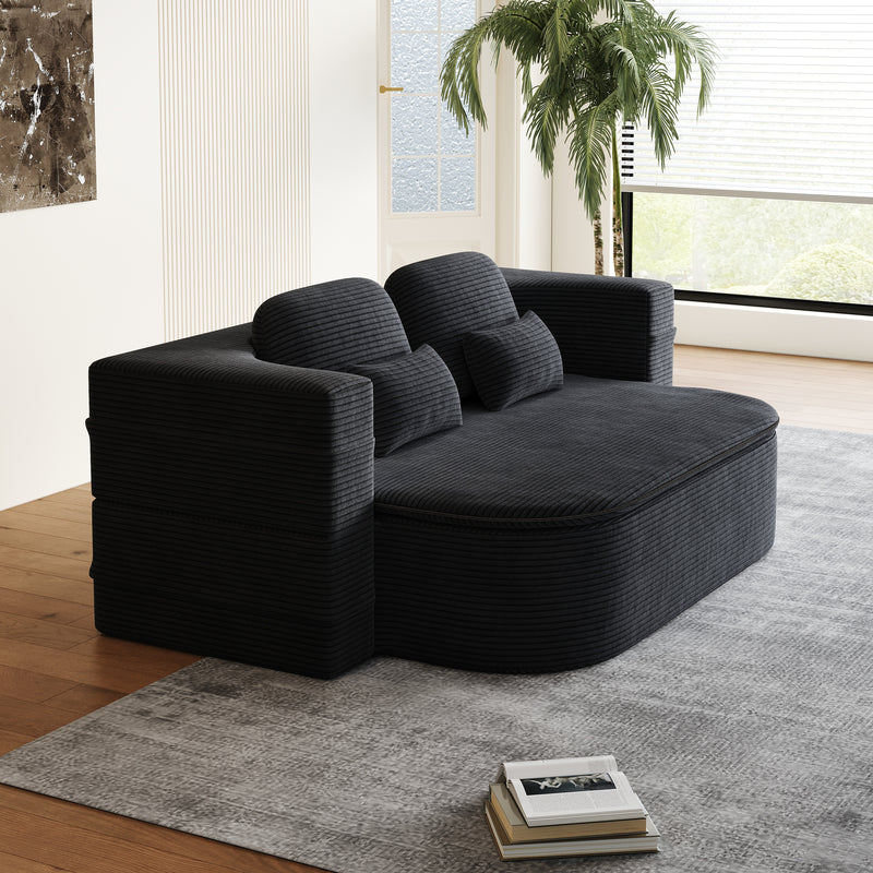 CloudRest Folding Sleeper Sofa – 2-in-1 Corduroy Floor Sofa Bed, 75" Convertible Lounger with Blanket, No Assembly – Beige, Grey Black & Olive Green