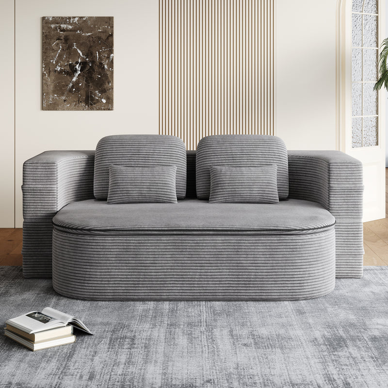 CloudRest Folding Sleeper Sofa – 2-in-1 Corduroy Floor Sofa Bed, 75" Convertible Lounger with Blanket, No Assembly – Beige, Grey Black & Olive Green