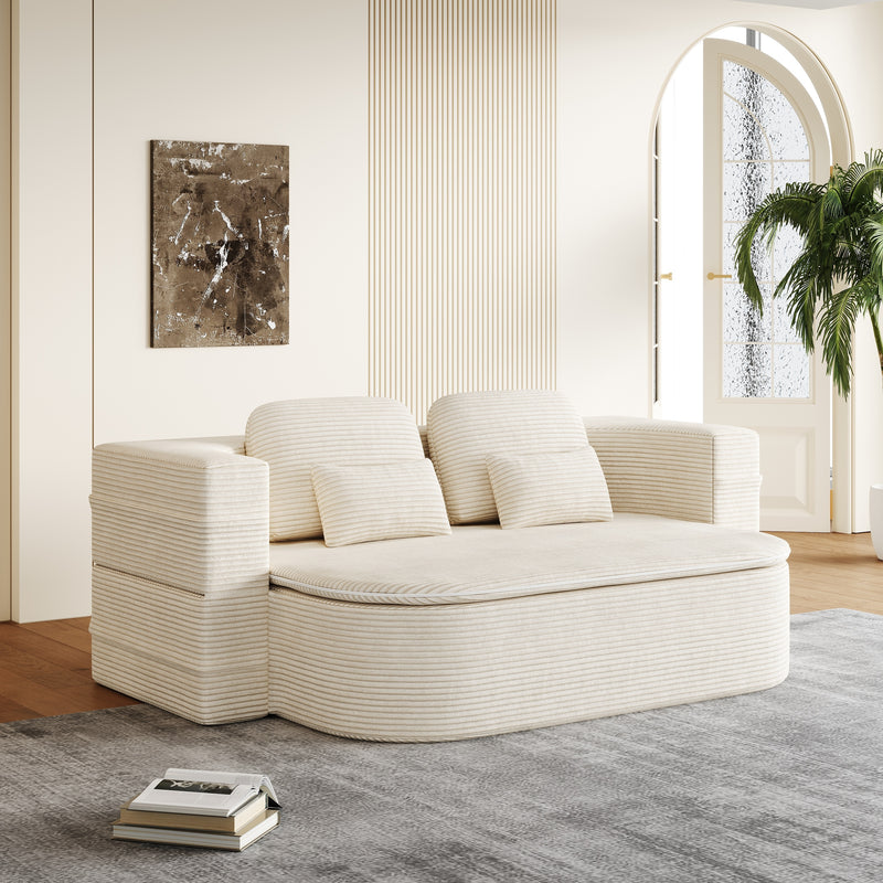 CloudRest Folding Sleeper Sofa – 2-in-1 Corduroy Floor Sofa Bed, 75" Convertible Lounger with Blanket, No Assembly – Beige, Grey Black & Olive Green