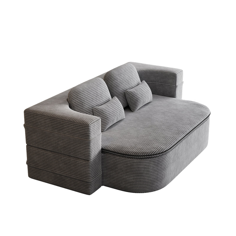 CloudRest Folding Sleeper Sofa – 2-in-1 Corduroy Floor Sofa Bed, 75" Convertible Lounger with Blanket, No Assembly – Beige, Grey Black & Olive Green