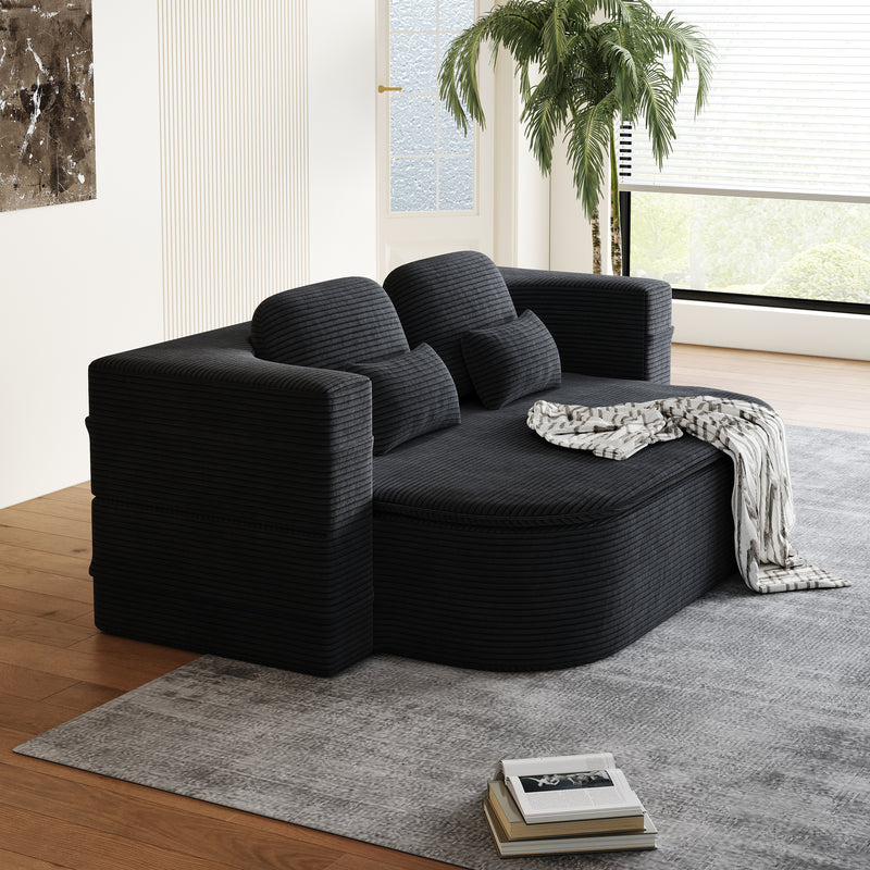 CloudRest Folding Sleeper Sofa – 2-in-1 Corduroy Floor Sofa Bed, 75" Convertible Lounger with Blanket, No Assembly – Beige, Grey Black & Olive Green