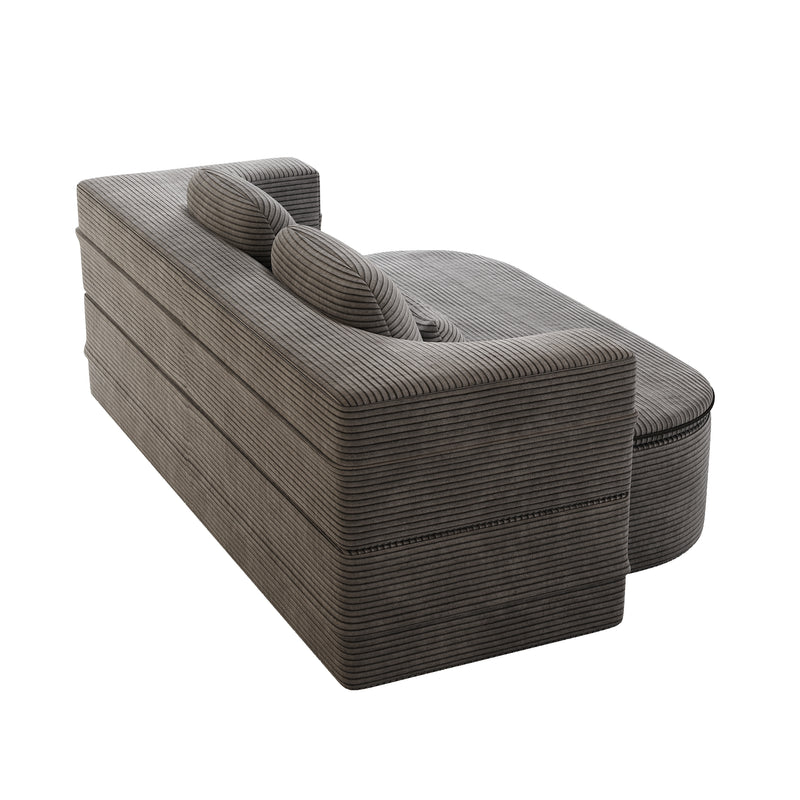 CloudRest Folding Sleeper Sofa – 2-in-1 Corduroy Floor Sofa Bed, 75" Convertible Lounger with Blanket, No Assembly – Beige, Grey Black & Olive Green