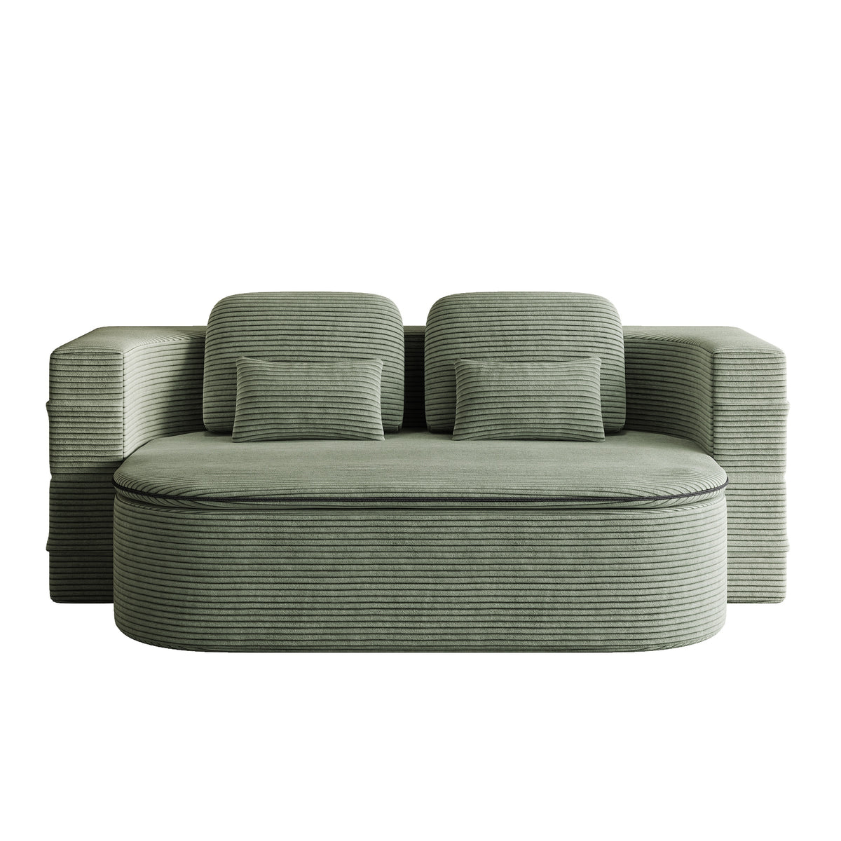 CloudRest Folding Sleeper Sofa – 2-in-1 Corduroy Floor Sofa Bed, 75" Convertible Lounger with Blanket, No Assembly – Beige, Grey Black & Olive Green