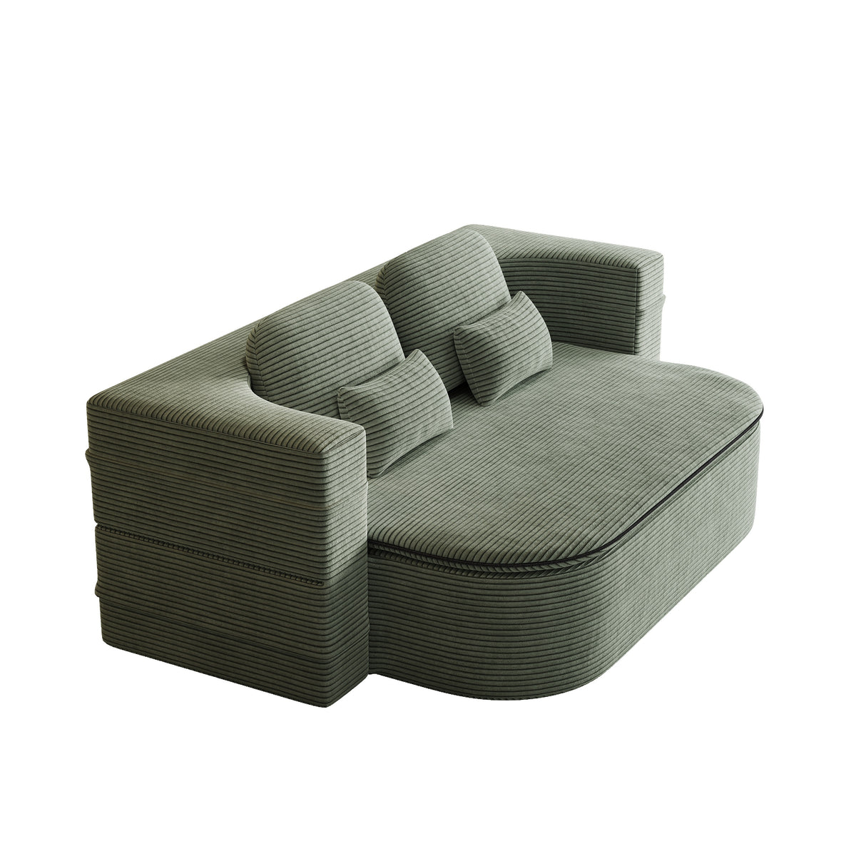 CloudRest Folding Sleeper Sofa – 2-in-1 Corduroy Floor Sofa Bed, 75" Convertible Lounger with Blanket, No Assembly – Beige, Grey Black & Olive Green