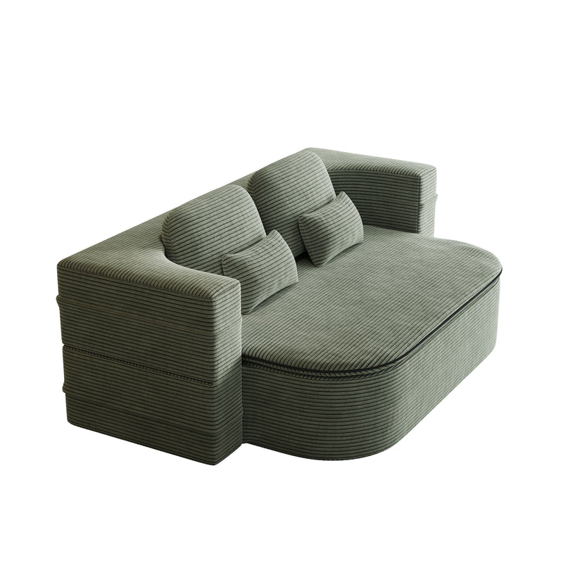 CloudRest Folding Sleeper Sofa – 2-in-1 Corduroy Floor Sofa Bed, 75" Convertible Lounger with Blanket, No Assembly – Beige, Grey Black & Olive Green