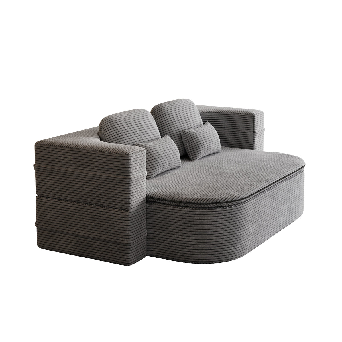 CloudRest Folding Sleeper Sofa – 2-in-1 Corduroy Floor Sofa Bed, 75" Convertible Lounger with Blanket, No Assembly – Beige, Grey Black & Olive Green