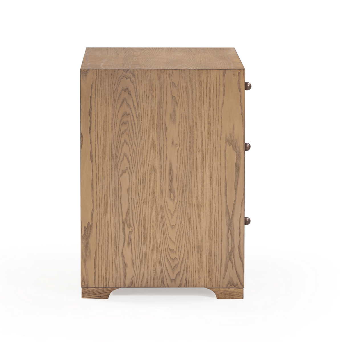 Laurentis 23.5" Light Taupe Suede and Wood 3 Drawer Nightstand - Image 6