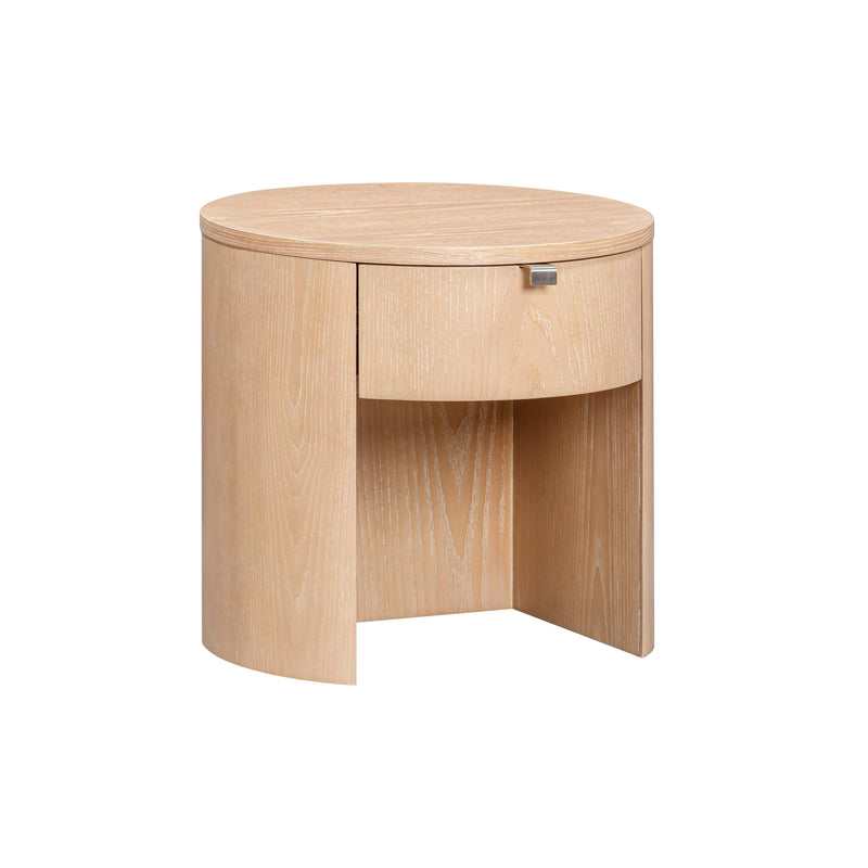 Marlow 19" Wood Round Nightstand With Drawer - Image 3