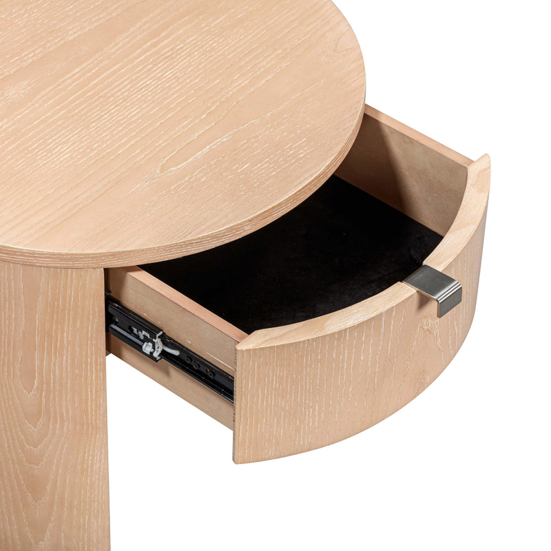 Marlow 19" Wood Round Nightstand With Drawer - Image 7